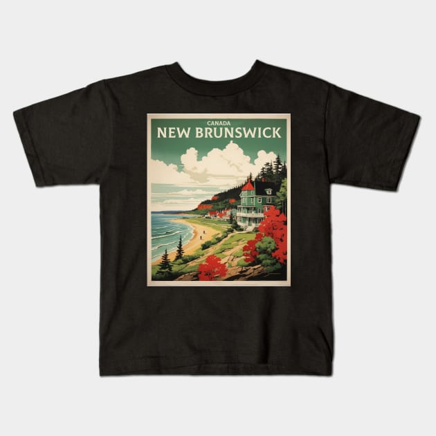 New Brunswick Canada Vintage Poster Tourism Kids T-Shirt by TravelersGems